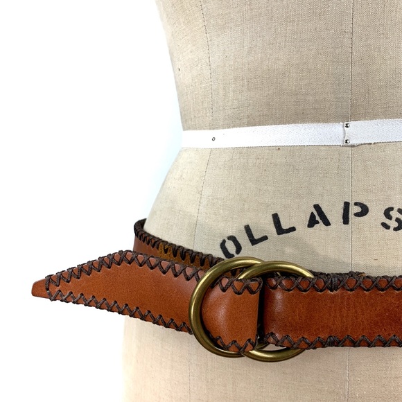 J. Crew Accessories - J. Crew Cognac Brown Leather Contrast Stitch Belt
